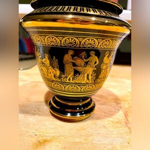 Artistic Gold and Black Glass Vase